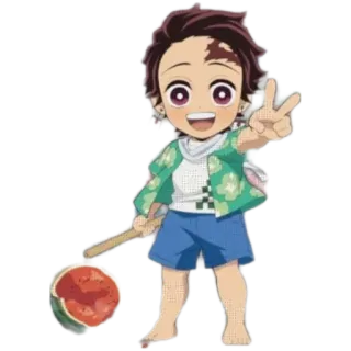 ✌️ 752d9f80 Tanjiro Kamado Demon Slayer Anime, Demon Slayer, Tanjiro, Chibi, Kawaii, Semangka, Musim Panas telegram sticker
