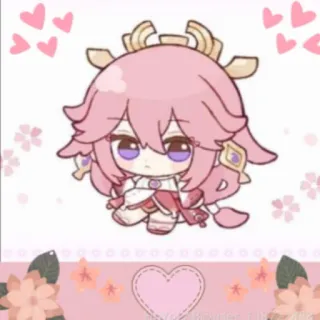🥰 6c853656 Yae Miko Genshin Impact anime, game, pink, cute, chibi telegram sticker