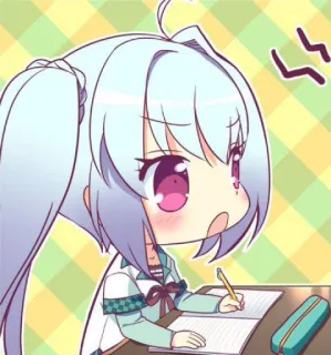 😠 9b1b1172 anime, cartoon, girl, student, writing, cute telegram sticker
