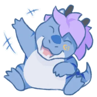 😀 0f4480d3 Cartoon, Dier, Schattig, Draak, Blauw, Harig whatsapp sticker