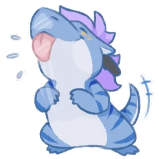 😝 11132fe6 dinosaurus, cartoon, schattig, tong, blauw, paars whatsapp sticker