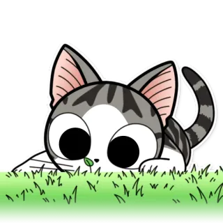 🤔 3cef4e1f Chi Chi's Sweet Home แมว, ลูกแมว, น่ารัก, อนิเมะ, หญ้า, แอบมอง telegram sticker