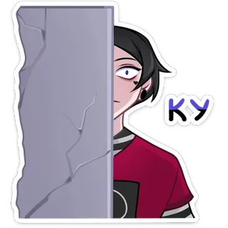 👀 971827ea KY Anime, Personnage, Dessin animé, Mur, Emo, Gothique telegram sticker