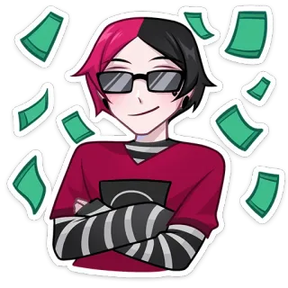 🤑 eb2600b0 argent, personnage, dessin animé, lunettes, confiant telegram sticker