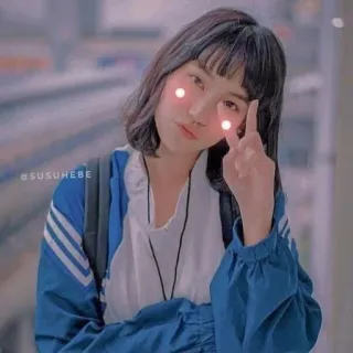 🔪 4ededf7a @SUSUHEBE gadis, simbol perdamaian, potret, wanita, asia telegram sticker