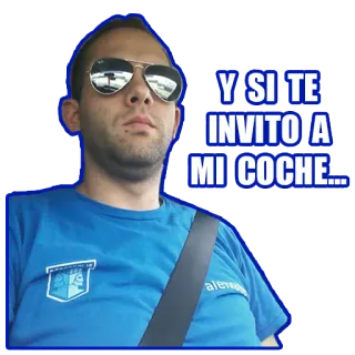 🚗 0377f8ec Y SI TE INVITO A MI COCHE... 男性, サングラス, 招待状, 車, イチャイチャ telegram sticker