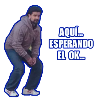 😩 86cfa912 AQUÍ... ESPERANDO EL OK... 待機, 男, スペイン語, フレーズ, 我慢 telegram sticker