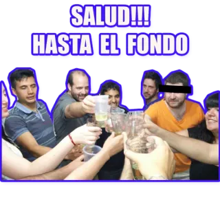 🍺 9bc58f03 SALUD!!! HASTA EL FONDO 乾杯, お祝い, 友達, 飲み物, 乾杯 telegram sticker