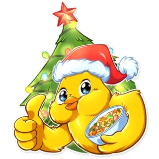 👍 1eea993b 鸭子, 圣诞节, 圣诞帽, 圣诞树, 节日, 动物, 可爱, 点赞, 食物 whatsapp sticker