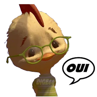 👍 18366469 Chicken Little OUI Chicken Little, Disney, Cartoon, lustig, oui, Französisch, Huhn telegram sticker