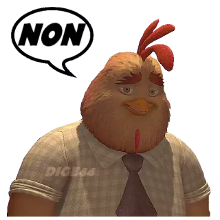 👎 240c9f5b NON Huhn, Cartoon, Tier, Französisch, Nein telegram sticker