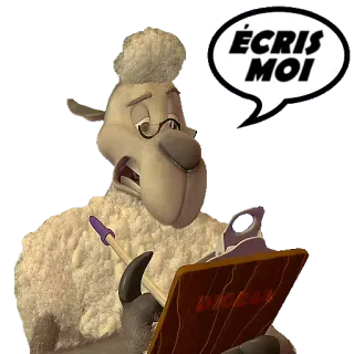 ✍️ 311d7aed ÉCRIS MOI Schaf, Schreiben, Französisch, Tier, Cartoon, Anfrage telegram sticker