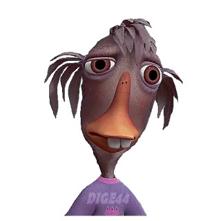 😟 b3ac8205 DIGE44 Huhn, Tier, Cartoon, Lila, Lustig telegram sticker
