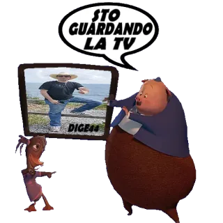 📺 2e2e9a60 STO GUARDANDO LA TV regarder la télé, dessin animé, drôle telegram sticker