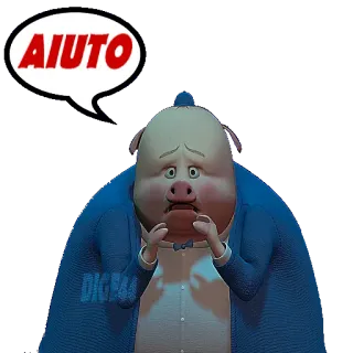 🆘 f158b91e AIUTO cochon, dessin animé, aide, détresse telegram sticker