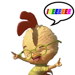 🎊 dbde8038 Chicken Little IEEEEEEE 鶏, アニメ, 漫画, 面白い, メガネ telegram sticker