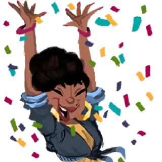 😊 5f97bc49 lễ kỷ niệm, hoa giấy, tiệc, phụ nữ, niềm vui, sự phấn khích, vui vẻ telegram sticker