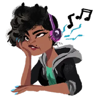 🎶 a8f2092c phụ nữ, tai nghe, hoạt hình, cô gái, âm nhạc, nhân vật telegram sticker