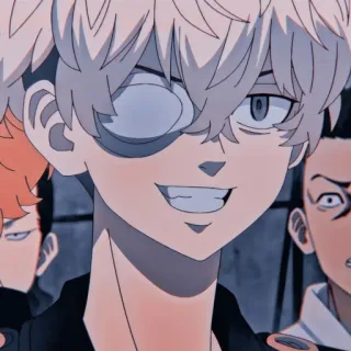 😆 88df9818 anime, con trai, người, mặt, đầu, vàng hoe telegram sticker