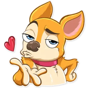 😘 3c786164 개, 만화, 동물, 사랑, 키스, 하트 telegram sticker