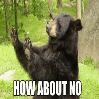 😅 70d662a2 HOW ABOUT NO Bär, Nein, Lustig, Meme whatsapp sticker