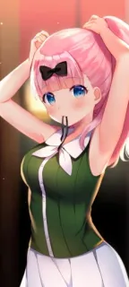 ❤ 64c71b3f animé, fille, mignon, cheveux roses, yeux bleus, uniforme scolaire telegram sticker