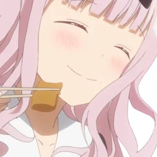 😊 280d211a Chika Fujiwara Kaguya-sama: Love Is War อนิเมะ, ผู้หญิง, กิน, อาหาร, น่ารัก, ร่าเริง telegram sticker