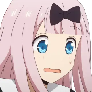 😦 4aa5c293 Chika Fujiwara Kaguya-sama: Love Is War อนิเมะ, จิกะ ฟูจิวาระ, คาวาอิ, ตกใจ, น่ารัก, สีหน้า, ปฏิกิริยา telegram sticker