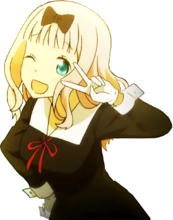 ✌️ 9292eae0 Chika Fujiwara Kaguya-sama: Love Is War อนิเมะ, ผู้หญิง, น่ารัก, คาวาอิ, สัญลักษณ์สันติภาพ, จิกะ ฟูจิวาระ, คางุยะ sama telegram sticker