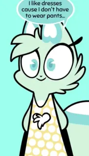 🤪 9323fdb9 I LIKE DRESSES cause I don't have to wear pants... vestido, desenho animado, animal, raposa, moda telegram sticker