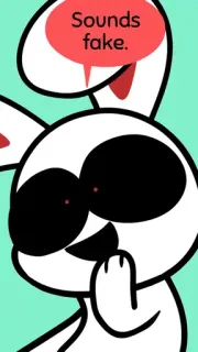 🤔 e3235478 Sounds fake. coelho, desenho animado, falso, parece falso telegram sticker