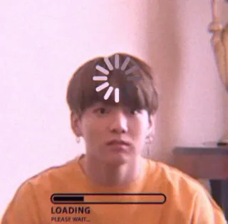 🤔 18335aeb LOADING PLEASE WAIT... 加载中, 等待, 搞笑, kpop, 表情包, jungkook, bts telegram sticker