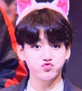 😽 9c780467 Jungkook Jungkook, BTS, 偶像, K-pop, 粉色, 兔耳朵 telegram sticker