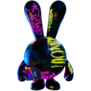 🎨 0851c9e5 NOW lapin, skateboard, graffiti, moderne, abstrait telegram sticker
