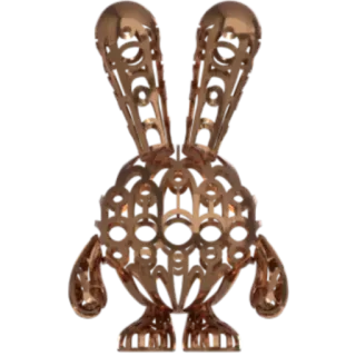 🎨 25aca996 animal, 3D, lapin, bronze, sculpture telegram sticker