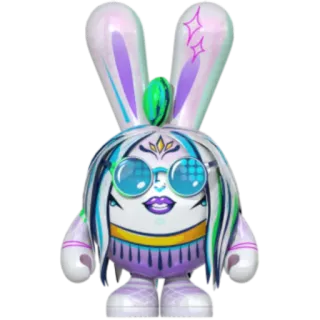 👩‍🎤 314fb8dc dessin animé, lapin, personnage, figurine, jouet, lunettes, abstrait telegram sticker