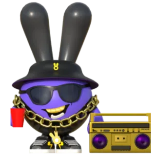 🎶 54f735b5 Lapin cartoon, Lapin, Hip hop, Urbain, Boombox, Fête, Lunettes de soleil telegram sticker