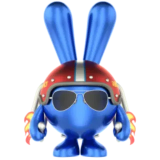 🕶️ 7074e93a lapin bleu, casque, aviateur, fusée, dessin animé, pilote de chasse, jouet telegram sticker