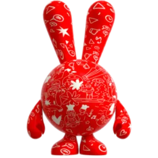 🔗 7e268d6a lapin, rouge, dessin animé, gribouillage telegram sticker