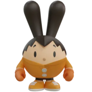 👦 983a494f personnage, jouet, jouet vinyle, orange, marron, figurine telegram sticker