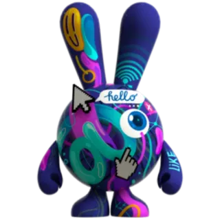 🖱️ 9c8a0f4c hello autocollant, lapin, bonjour, coloré, moderne telegram sticker