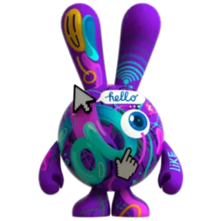 🖱️ ad258b0e hello sticker, abstrait, coloré, lapin, oeil, curseur, bonjour telegram sticker
