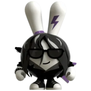 👨‍🎤 bc68bb14 jouet, figurine, cheveux noirs, lunettes, éclair telegram sticker