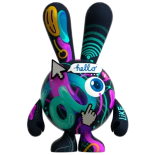 🖱️ c05fe36e hello like lapin, oeil, curseur, coloré, abstrait, jouet telegram sticker