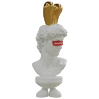 ⚜️ ebe58088 CHOKE ON ART art, buste, statue, or, texte, blanc, moderne telegram sticker