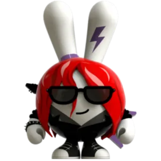 🧑‍🎤 f89392d7 personnage de dessin animé, cheveux roux, lunettes de soleil, lapin, jouet, cool telegram sticker
