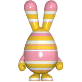 🐰 487e4e07 Spielzeug, Hase, gestreift, gelb, rosa, Figur telegram sticker