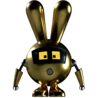 🤖 4d1f1b03 Roboter, golden, Hase, Spielzeug, metallisch, Gold telegram sticker