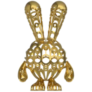 🎨 4f17b9d1 Hase, Gold, Dekorativ, Geometrisch, Skulptur, Metallisch telegram sticker