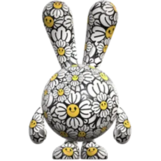 🌸 52e6e32c Hase, Gänseblümchen, Blume, Spielzeug, Schwarzweiß, Smiley telegram sticker